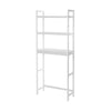 Vali 64 Inch Over Toilet Rack, 3 Slatted Style Shelves, White Bamboo Frame By Casagear Home