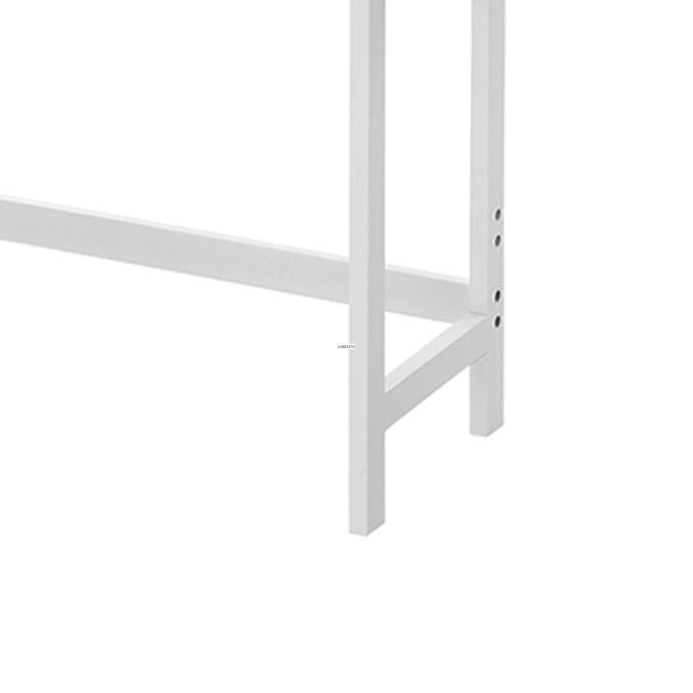 Vali 64 Inch Over Toilet Rack, 3 Slatted Style Shelves, White Bamboo Frame By Casagear Home