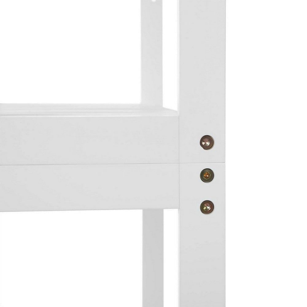 Vali 64 Inch Over Toilet Rack 3 Slatted Style Shelves White Bamboo Frame By Casagear Home BM316269