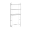 Vali 64 Inch Over Toilet Rack, 3 Slatted Style Shelves, White Bamboo Frame By Casagear Home