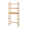 Vali 64 Inch Over Toilet Rack, 3 Slatted Style Shelves, Brown Bamboo Frame By Casagear Home