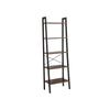 Javi 68 Inch Corner Ladder Shelf, 5 Tiers, X Shape Crossbars, Brown, Black By Casagear Home