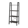 Javi 54 Inch Corner Ladder Shelf, 4 Tiers, X Shape Bars, Black Steel Finish By Casagear Home