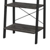 Javi 54 Inch Corner Ladder Shelf, 4 Tiers, X Shape Bars, Black Steel Finish By Casagear Home