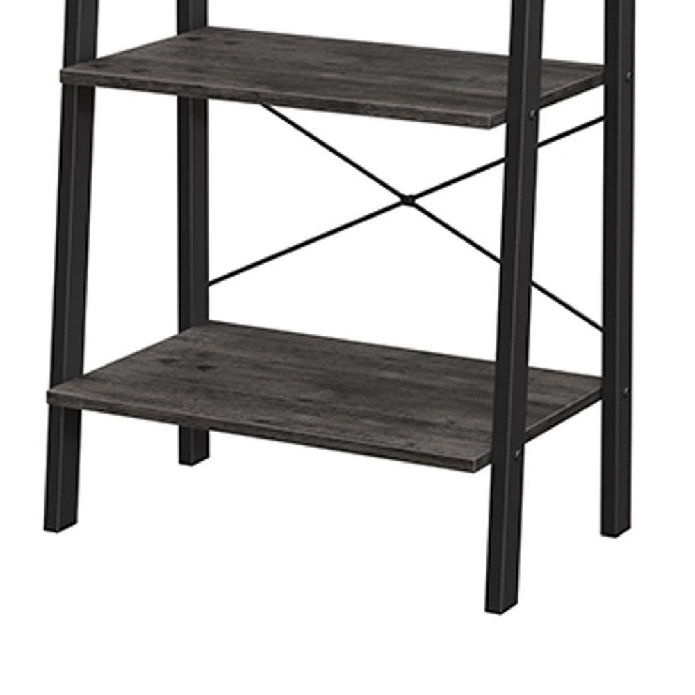 Javi 54 Inch Corner Ladder Shelf 4 Tiers X Shape Bars Black Steel Finish By Casagear Home BM316272