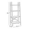 Javi 54 Inch Corner Ladder Shelf, 4 Tiers, X Shape Bars, Black Steel Finish By Casagear Home