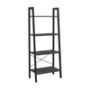 Javi 54 Inch Corner Ladder Shelf, 4 Tiers, X Shape Bars, Black Steel Finish By Casagear Home