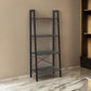 Javi 54 Inch Corner Ladder Shelf, 4 Tiers, X Shape Bars, Black Steel Finish By Casagear Home