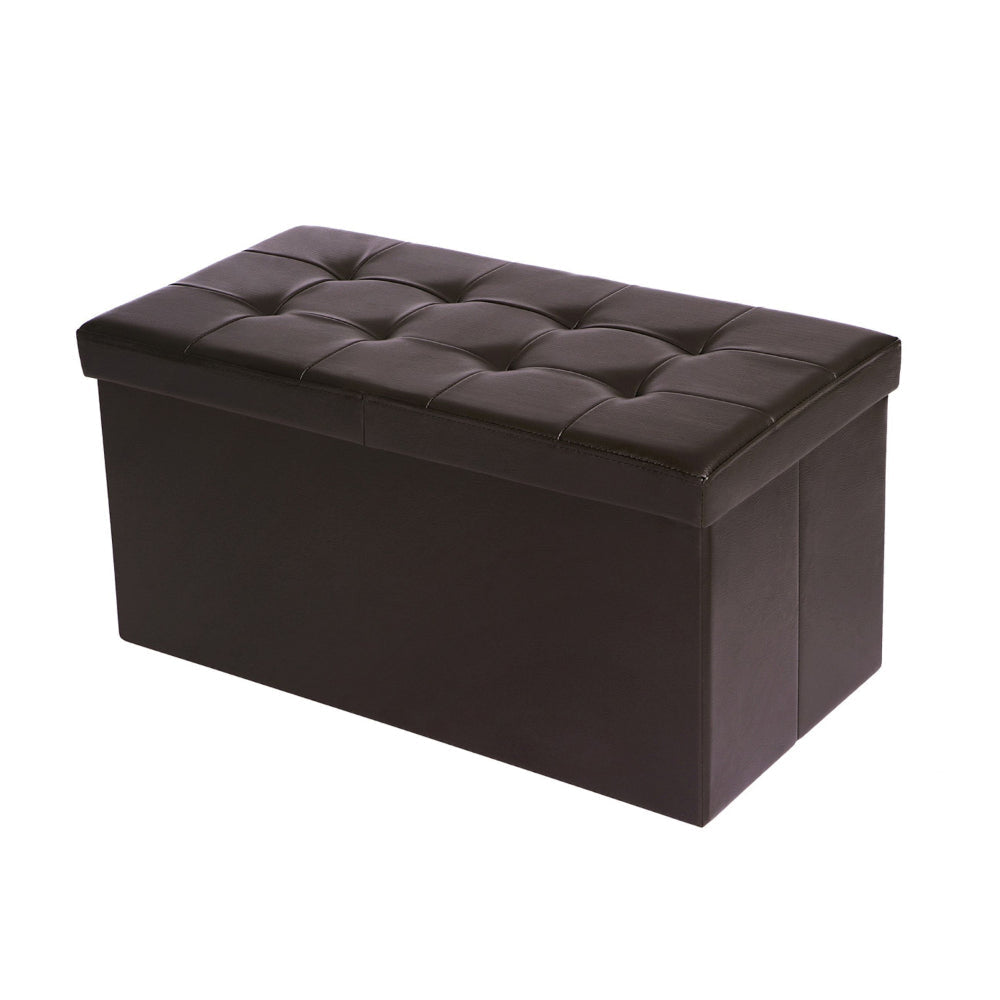 Zok 30 Inch Folding Storage Ottoman Bench Tufted Removable Top Black By Casagear Home BM316276