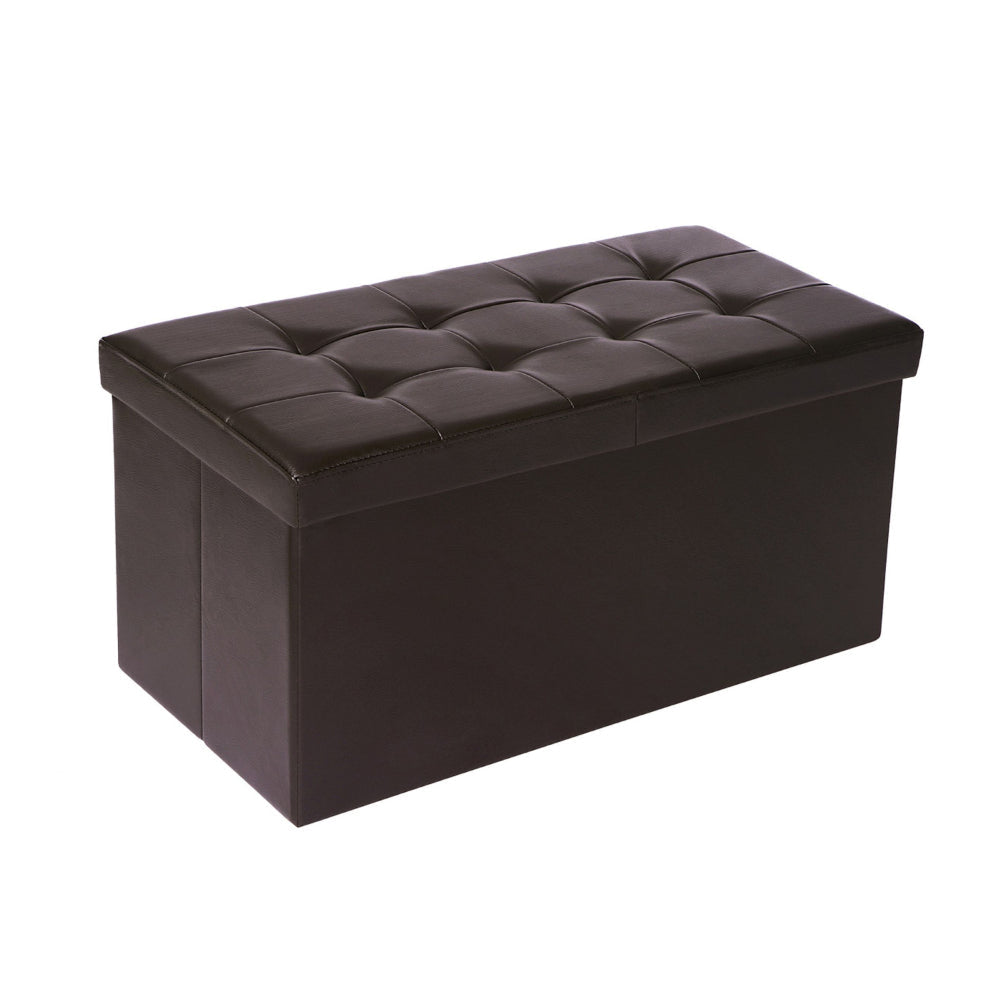 Zok 30 Inch Folding Storage Ottoman Bench, Tufted, Removable Top, Black By Casagear Home