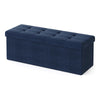 Zok 43 Inch Folding Storage Ottoman Bench, Tufted, Removable Top, Blue By Casagear Home