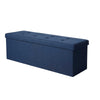 Zok 43 Inch Folding Storage Ottoman Bench, Tufted, Removable Top, Dark Blue By Casagear Home