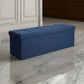 Zok 43 Inch Folding Storage Ottoman Bench, Tufted, Removable Top, Dark Blue By Casagear Home