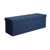 Zok 43 Inch Folding Storage Ottoman Bench, Tufted, Removable Top, Dark Blue By Casagear Home