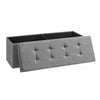 Zok 43 Inch Folding Storage Ottoman Bench, Tufted, Removable Top, Gray By Casagear Home