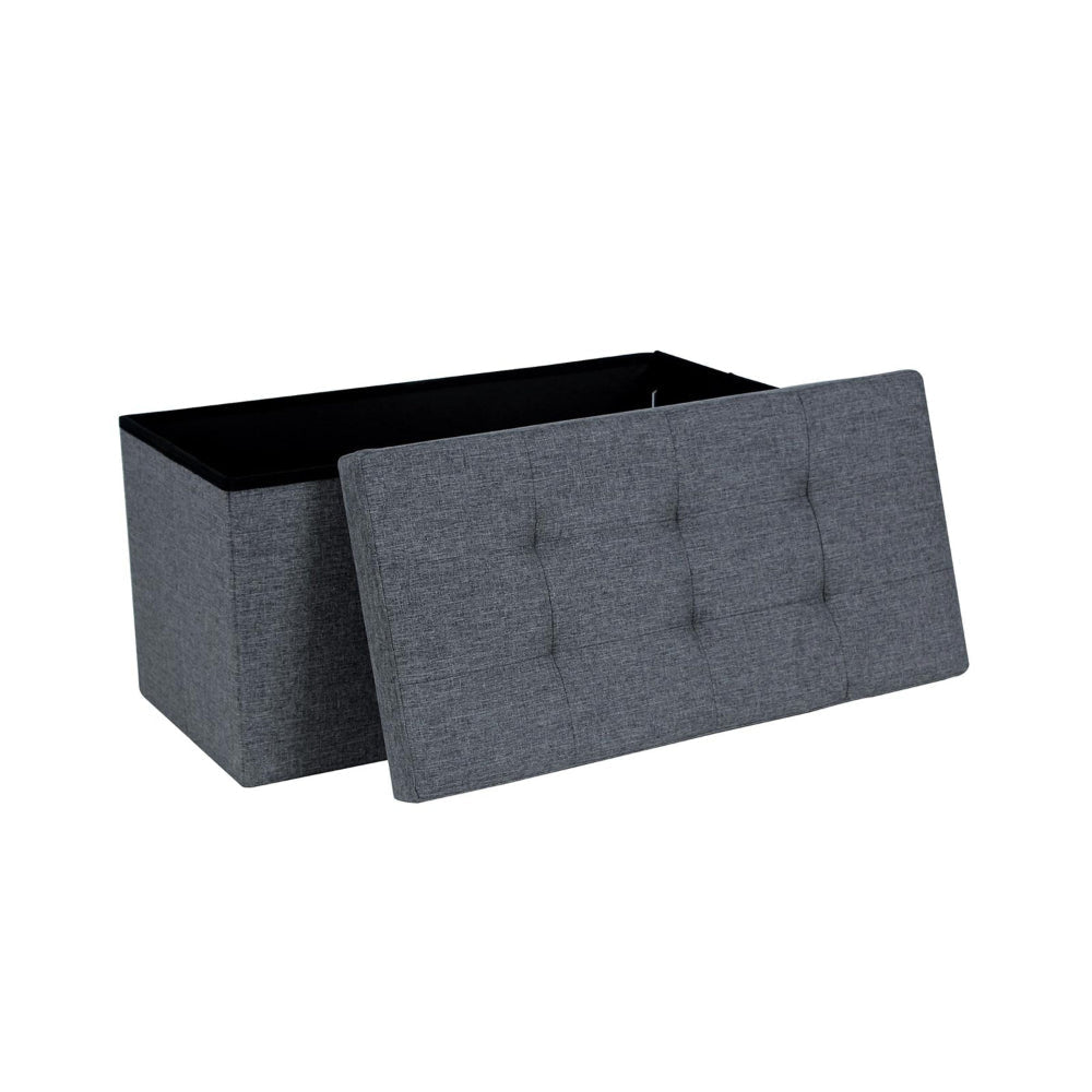 Zok 30 Inch Folding Storage Ottoman Bench Tufted Removable Top Gray By Casagear Home BM316286