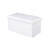 Siya 30 Inch Folding Storage Ottoman Bench, Tufted, Removable Top, White By Casagear Home