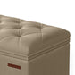 Neru 43 Inch Storage Ottoman with Removable Top, Button Tufted Beige By Casagear Home