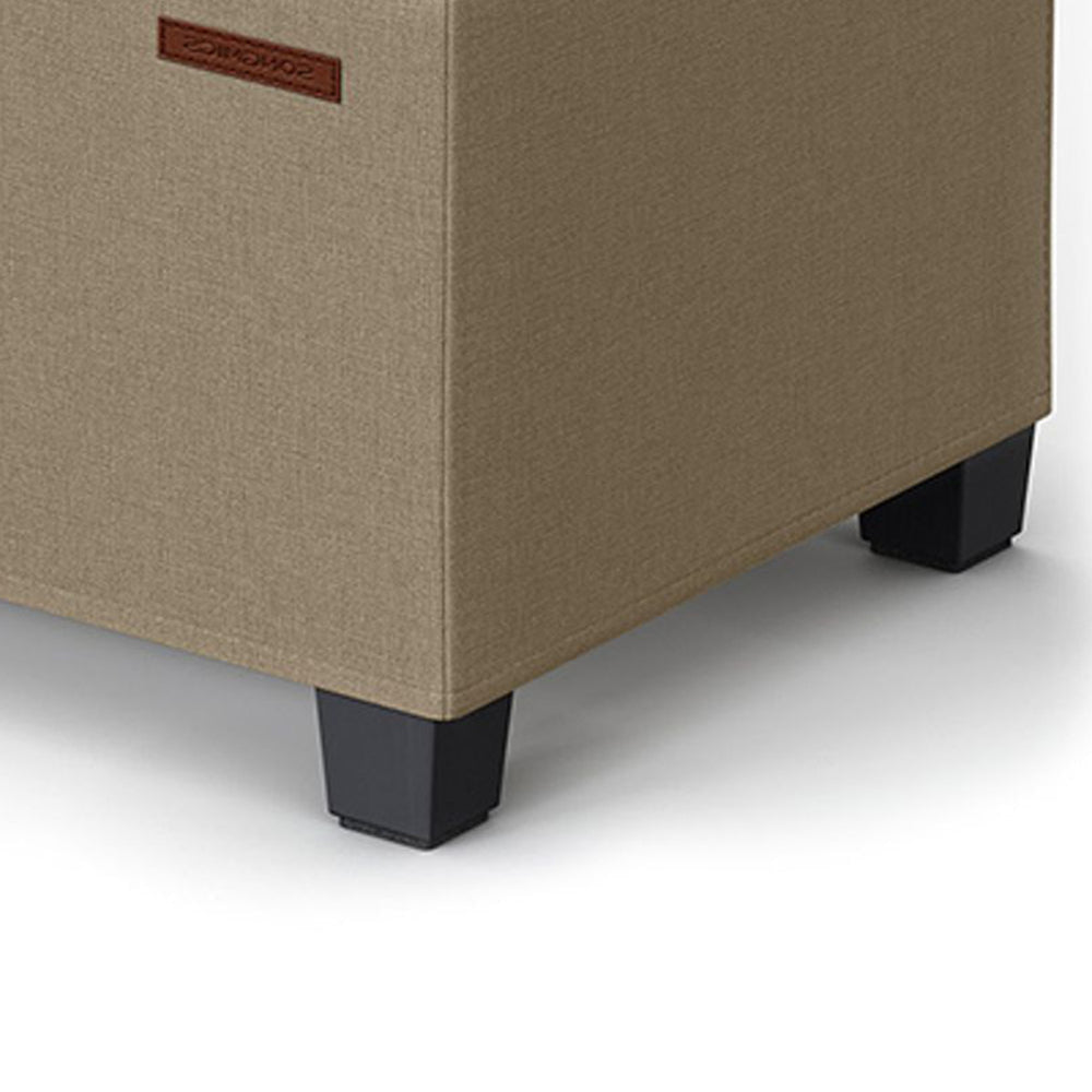 Neru 43 Inch Storage Ottoman with Removable Top, Button Tufted Beige By Casagear Home