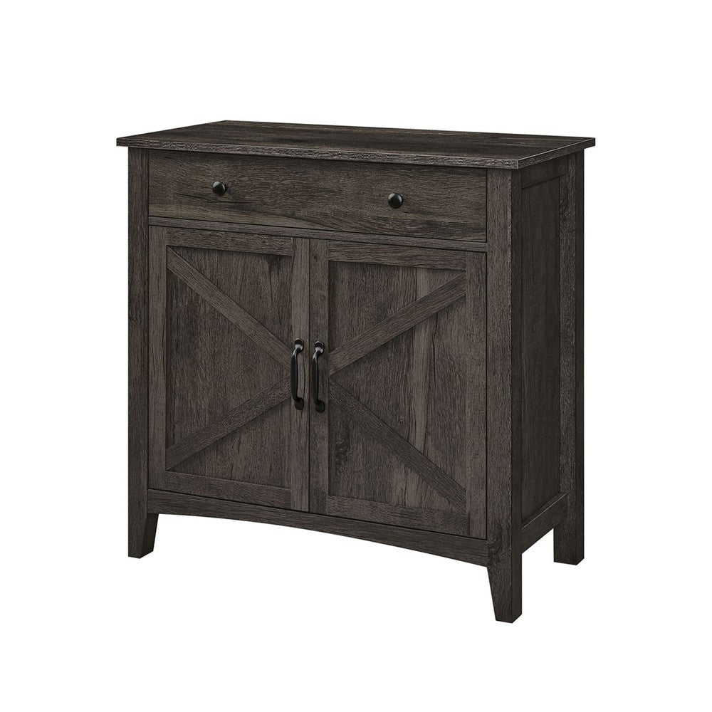 Syna 32 Inch Storage Buffet Cabinet 2 Drawers Doors Farmhouse Gray By Casagear Home BM316290