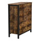 32 Inch Storage Buffet Cabinet Sliding Barn Door Black Steel Brown Wood By Casagear Home BM316292