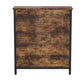 32 Inch Storage Buffet Cabinet, Sliding Barn Door, Black Steel, Brown Wood By Casagear Home