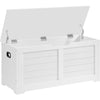 Lea 39 Inch Storage Bench Chest with Safety Hinges, Farmhouse White Wood By Casagear Home