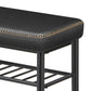 31 Inch Bench with Shoe Rack, 2 Shelves, Black Faux Leather Top, Steel By Casagear Home