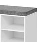 Lyne 31 Inch Shoe Storage Bench, 9 Square Shelves, Gray Sponge, White Wood By Casagear Home
