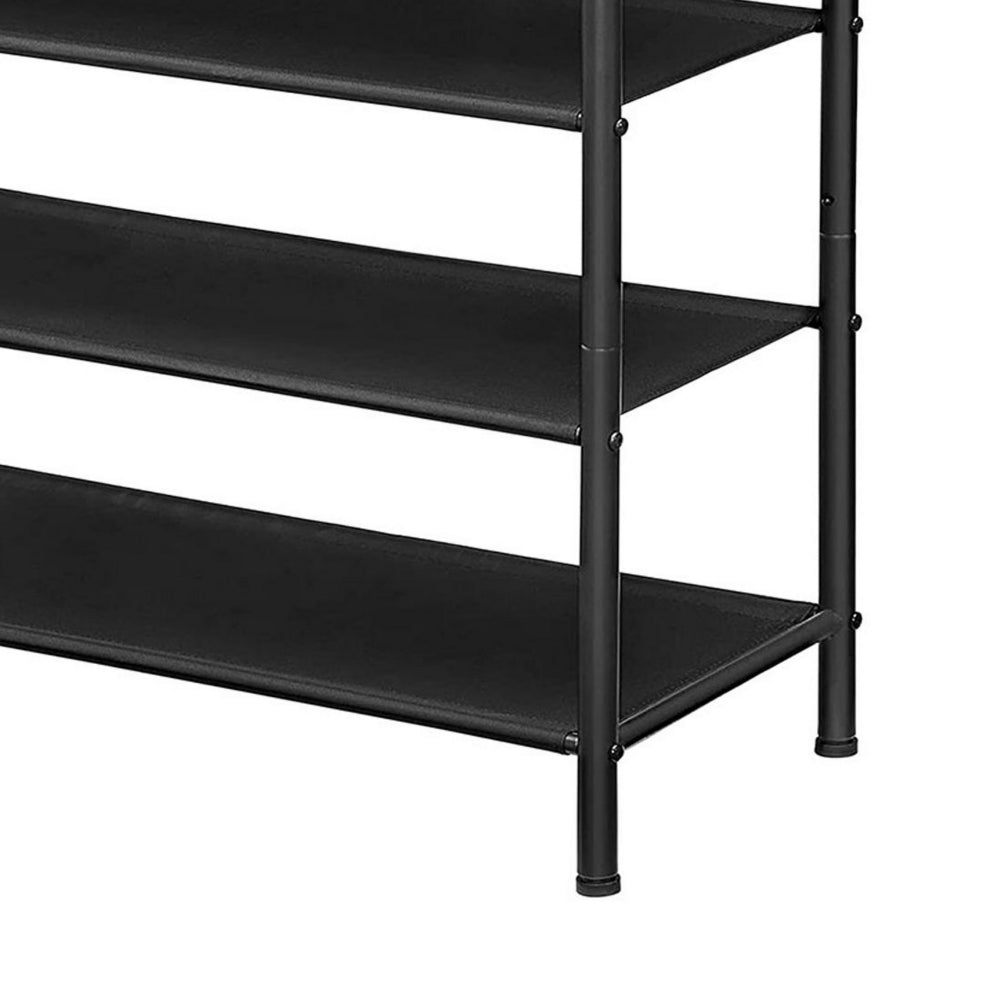 Byn 30 Inch Modern Shoe Rack, 4 Tier Shelves, Adjustable Black Steel, Brown By Casagear Home