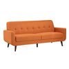 Rim 79 Inch Sofa, Orange Polyester, Tufted Back, Foam Cushions, Brown Wood By Casagear Home