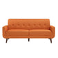 Rim 79 Inch Sofa Orange Polyester Tufted Back Foam Cushions Brown Wood By Casagear Home BM316313