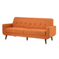 Rim 79 Inch Sofa Orange Polyester Tufted Back Foam Cushions Brown Wood By Casagear Home BM316313