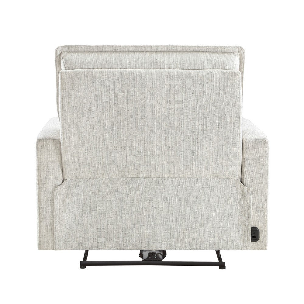 Nida 40 Inch Power Recliner Chair Adjustable Headrest White Polyester By Casagear Home BM316314