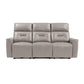 Well 82 Inch Power Double Recliner Sofa Gray Faux Leather Solid Wood By Casagear Home BM316316