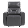 Well 39 Inch Power Recliner Chair, Dark Gray Faux Leather, Solid Wood By Casagear Home