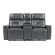 Well 73 Inch Power Double Recliner Loveseat Dark Gray Faux Leather Wood By Casagear Home BM316318
