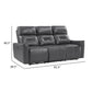 Well 82 Inch Power Double Recliner Sofa Dark Gray Faux Leather Wood By Casagear Home BM316319