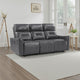 Well 82 Inch Power Double Recliner Sofa, Dark Gray Faux Leather, Wood By Casagear Home