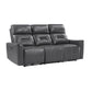 Well 82 Inch Power Double Recliner Sofa Dark Gray Faux Leather Wood By Casagear Home BM316319