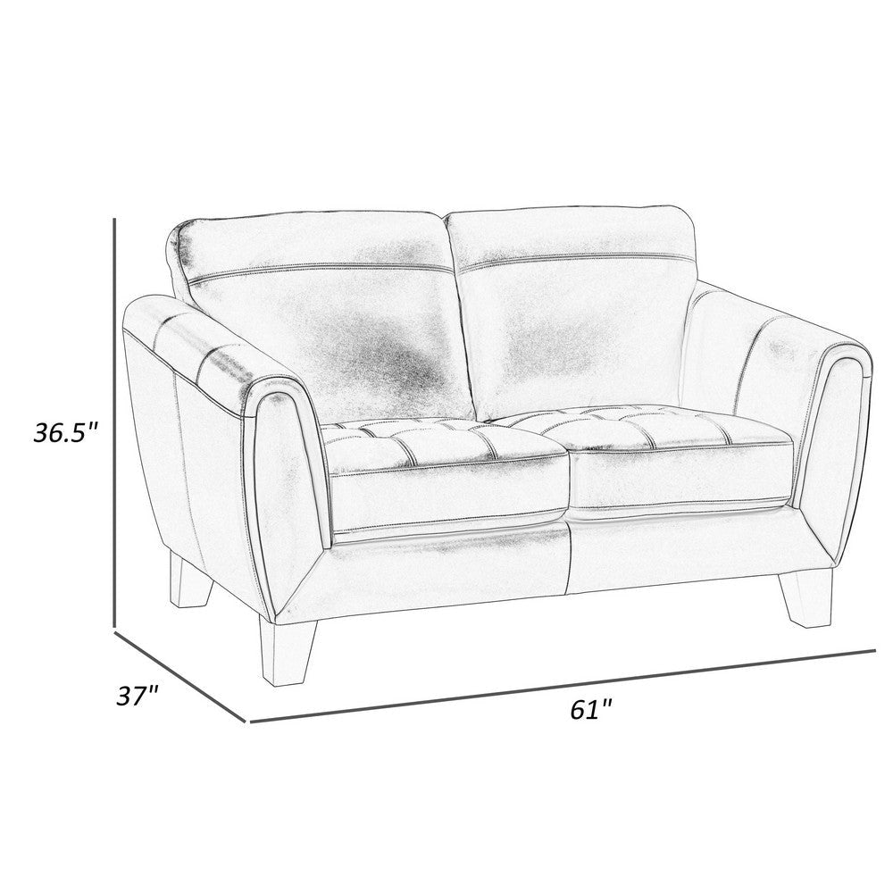 Sofy 61 Inch Loveseat Aqua Blue Top Grain and Faux Leather Solid Wood By Casagear Home BM316321