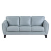 Sofy 83 Inch Sofa Aqua Blue Top Grain and Faux Leather Solid Wood Feet By Casagear Home BM316322