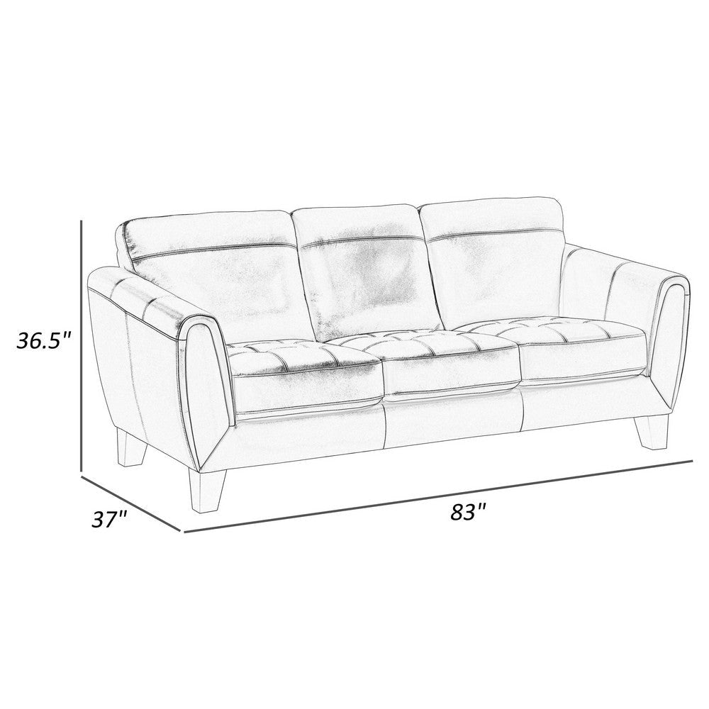 Sofy 83 Inch Sofa Aqua Blue Top Grain and Faux Leather Solid Wood Feet By Casagear Home BM316322