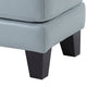 Sofy 27 Inch Ottoman Aqua Blue Top Grain and Faux Leather Solid Wood By Casagear Home BM316323