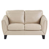 Sofy 61 Inch Loveseat Beige Top Grain and Faux Leather Solid Wood Feet By Casagear Home BM316325