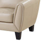 Sofy 61 Inch Loveseat Beige Top Grain and Faux Leather Solid Wood Feet By Casagear Home BM316325