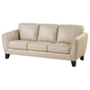 Sofy 83 Inch Sofa Beige Top Grain and Faux Leather Solid Wood Feet By Casagear Home BM316326