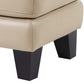 Sofy 27 Inch Ottoman, Beige Top Grain and Faux Leather, Solid Wood Feet By Casagear Home
