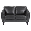 Sofy 61 Inch Loveseat Dark Gray Top Grain and Faux Leather Solid Wood By Casagear Home BM316329