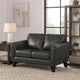 Sofy 61 Inch Loveseat, Dark Gray Top Grain and Faux Leather, Solid Wood By Casagear Home